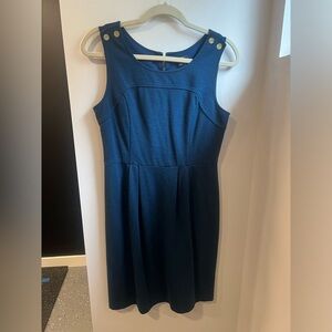 Banana Republic blue sleeveless dress with gold buttons